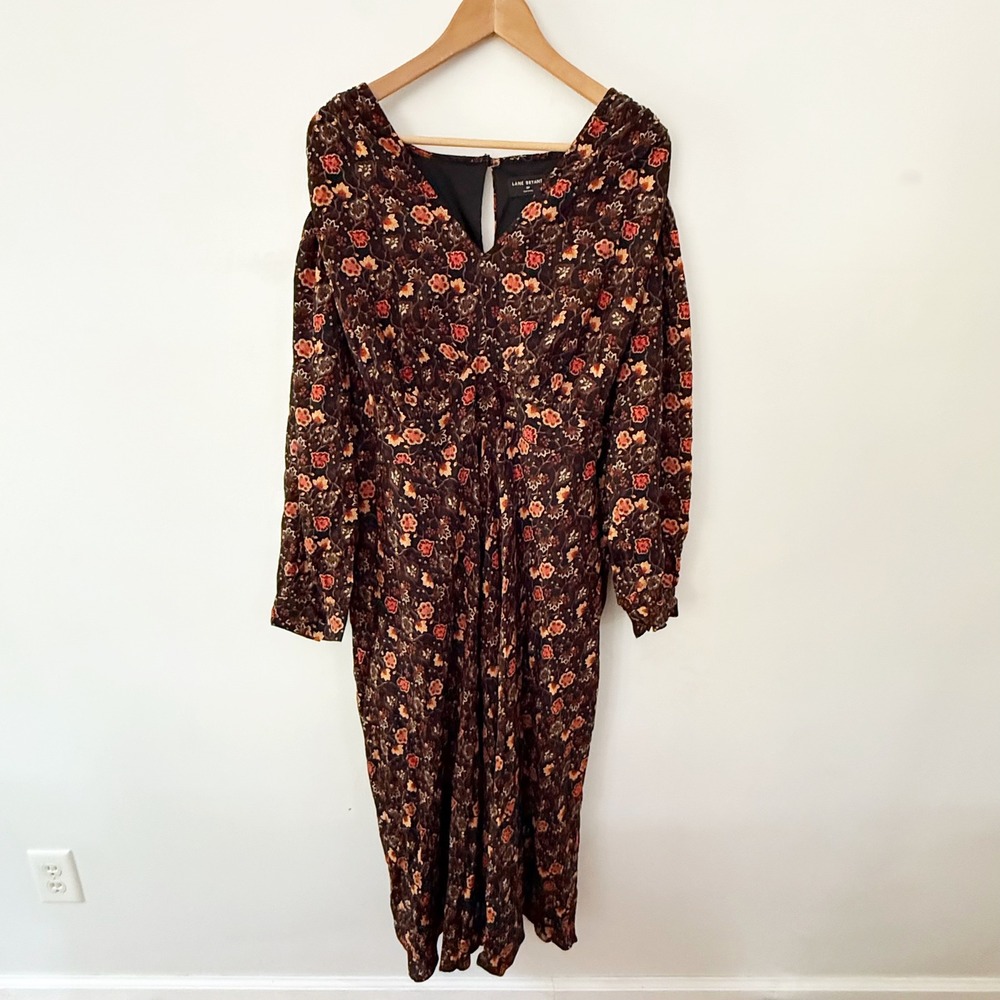 Lane Bryant Maxi Dress Women 20P Floral Boho Cottagecore Autumn Woodland Earthy
